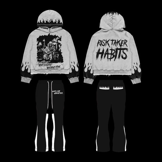 “V2” White & Black Full Sweatsuit