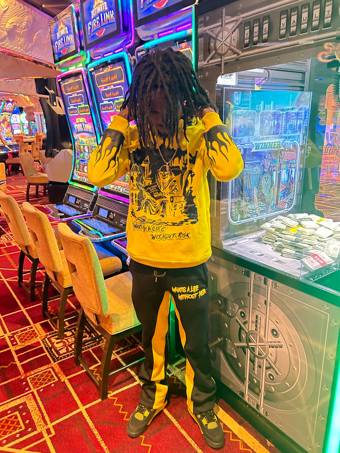 “V2” Black & Yellow Full Sweatsuit